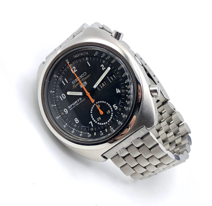 S53-Seiko Racing Speedtimer Chronograph Automatic 6139-7002 1976s Size 41mm serial 6N09776 หน้าปัดดำ หลั