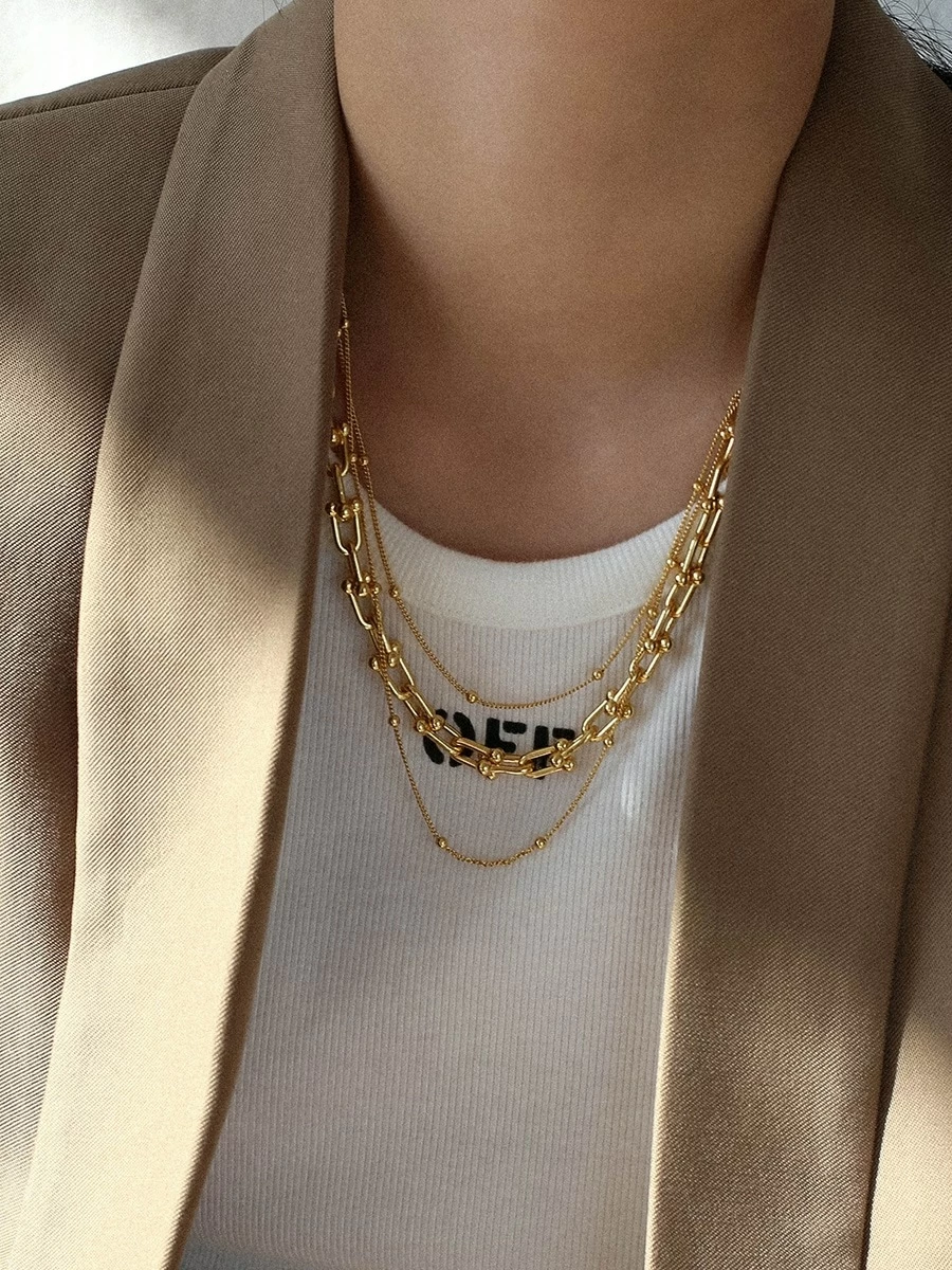 1 ชิ้นหลายชั้นสร้อยคอเชื่อมโยงห่วงโซ่ kk-83