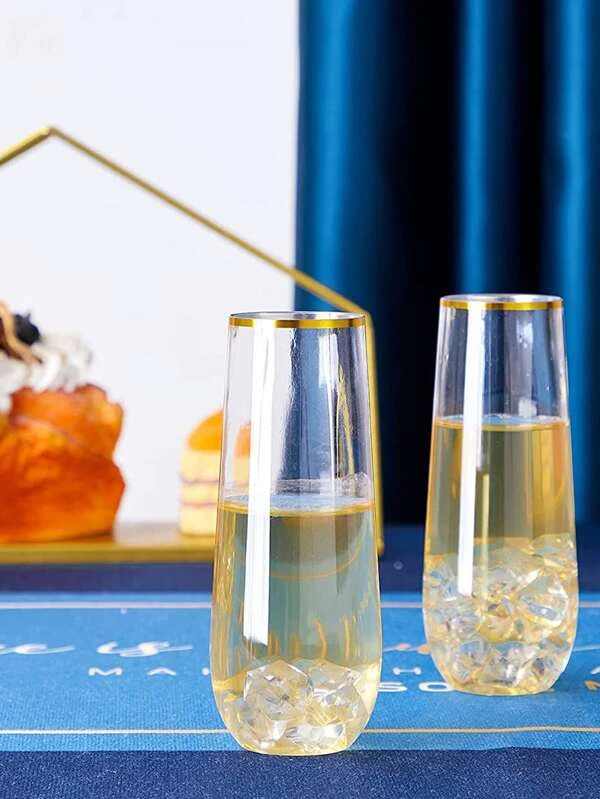 ถ้วย ขอบเมทัลลิก สีใส 1 ชิ้น oo-63