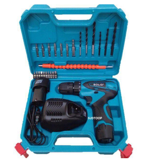 TH36-(โปรโมชั่น+++) BOLIDสว่านไร้สาย12 V. ปรับสปีดได้พร้อมอุปกรณ์งานช่างแถมสายอ่อนต่อสว่าน ราคาถูก สว่าน ไร้ สาย สว่าน ไฟฟ้า