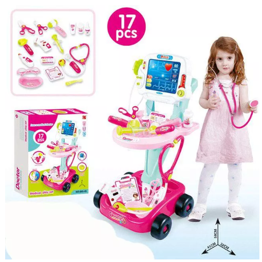KID16-ของเล่นเด็กหมอรถเข็น ชุดหมอรถเข็นของเด็กเล่น พร้อมเครื่องมือ อุปกรณ์หมอ ครบชุด Doctor Play Set เด็กชอบมาก ชุดหมอ ชุดเซตหมอ ชุดหมอของเล่น ชุดของเล่นหมอ ชุดด๊อกเตอร์ ของเล่นเด็ก Toys สร้างเสริมพัฒ