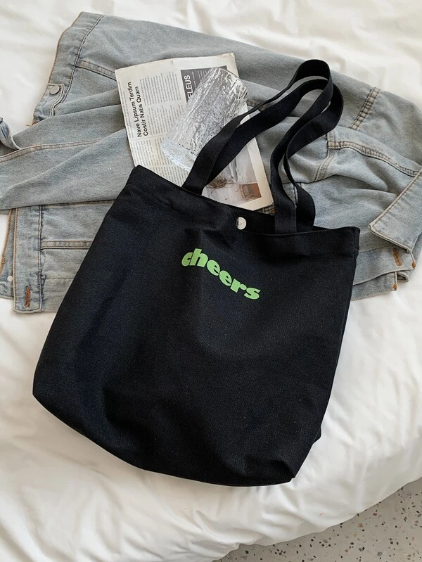 กระเป๋านักช้อปผ้าแคนวาสลายตัวอักษร n-92