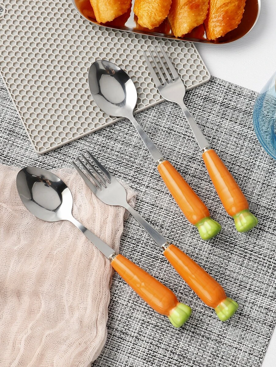 1 ชิ้น ตกแต่ง แครอท ส้อม & 1 ชิ้น ช้อน hh-92