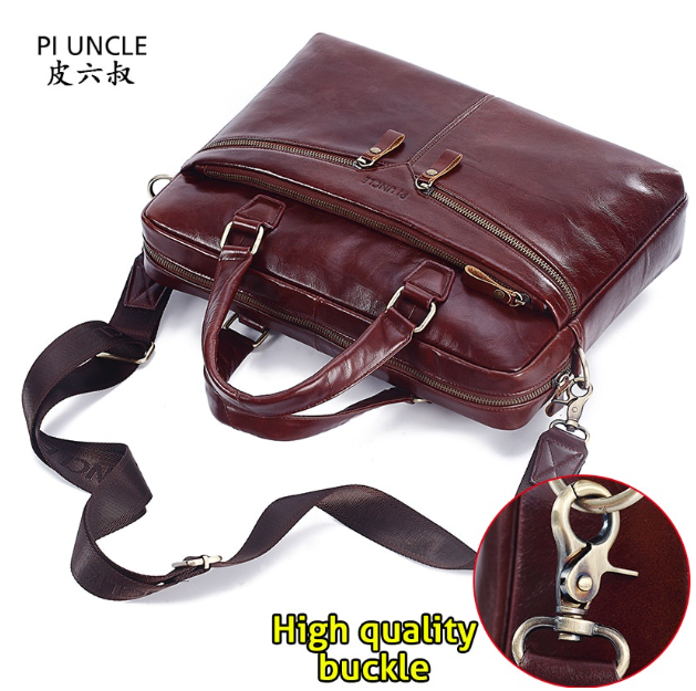 HU74-PIUNLCE ยี่ห้อของแท้หนังผู้ชายกระเป๋าเอกสารกระเป๋าเป้สะพายหลัง14 ''แล็ปท็อปกระเป๋าถือสำหรับทำงานค