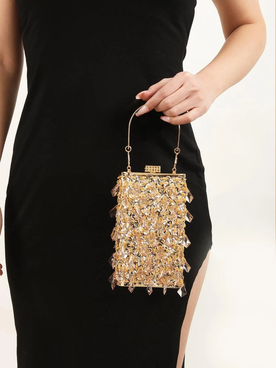 กระเป๋าแบบเหลี่ยม มินิ ลูกปัด & ตกแต่งเลื่อม v-92