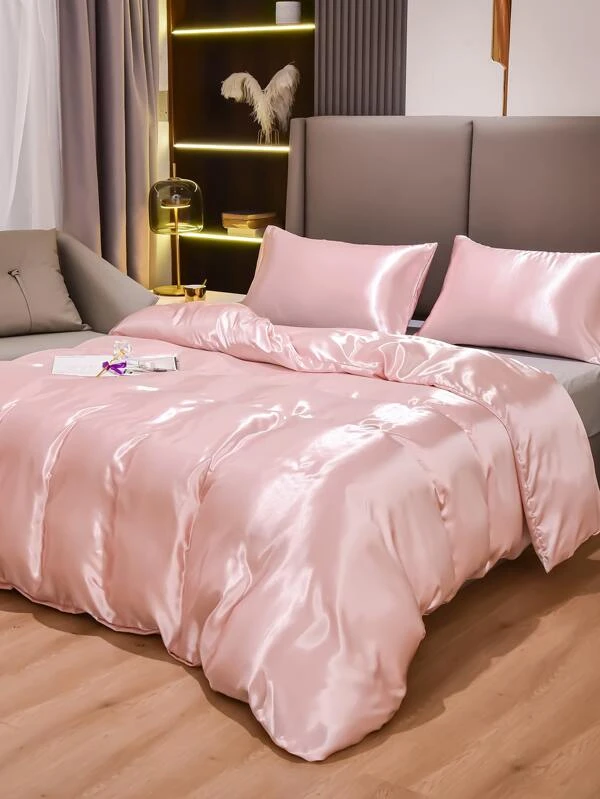 ชุดปลอกผ้านวม ไม่มีฟิลเลอร์ สีพื้น ผ้าซาติน ค-8