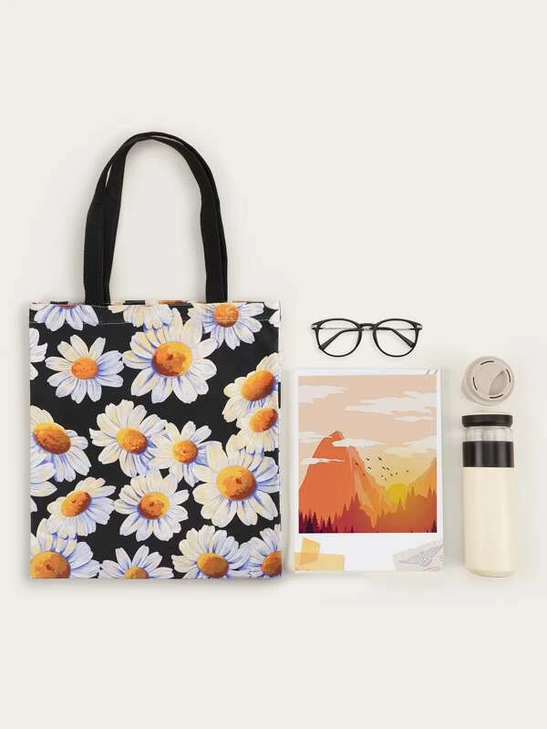 กระเป๋าช้อปปิ้ง ผ้าใบ ลาย ดอกไม้ n-59