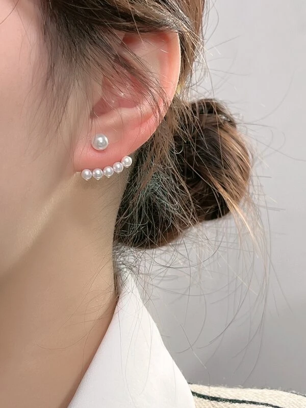 แจ็กเก็ตต่างหู（Earring Jackets） ประดับ มุกเทียม e-4