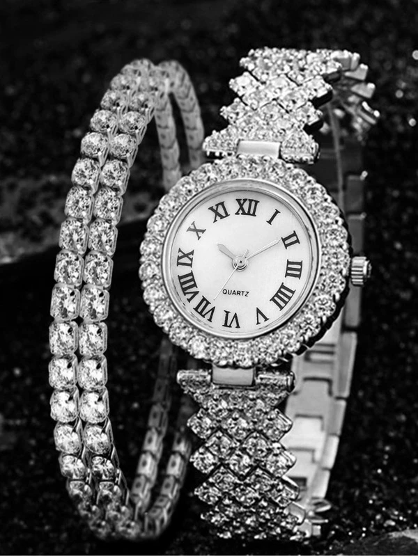 1 ชิ้น ประดับแก้วสี นาฬิกาข้อมือ & 2 ชิ้น สร้อยข้อมือ น-0175