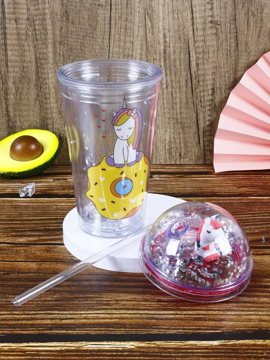 ถ้วยดื่ม การ์ตูน ยูนิคอร์น & โดนัท ลวดลาย พร้อม ของขวัญ ถึง 1 ชิ้น  pp-76