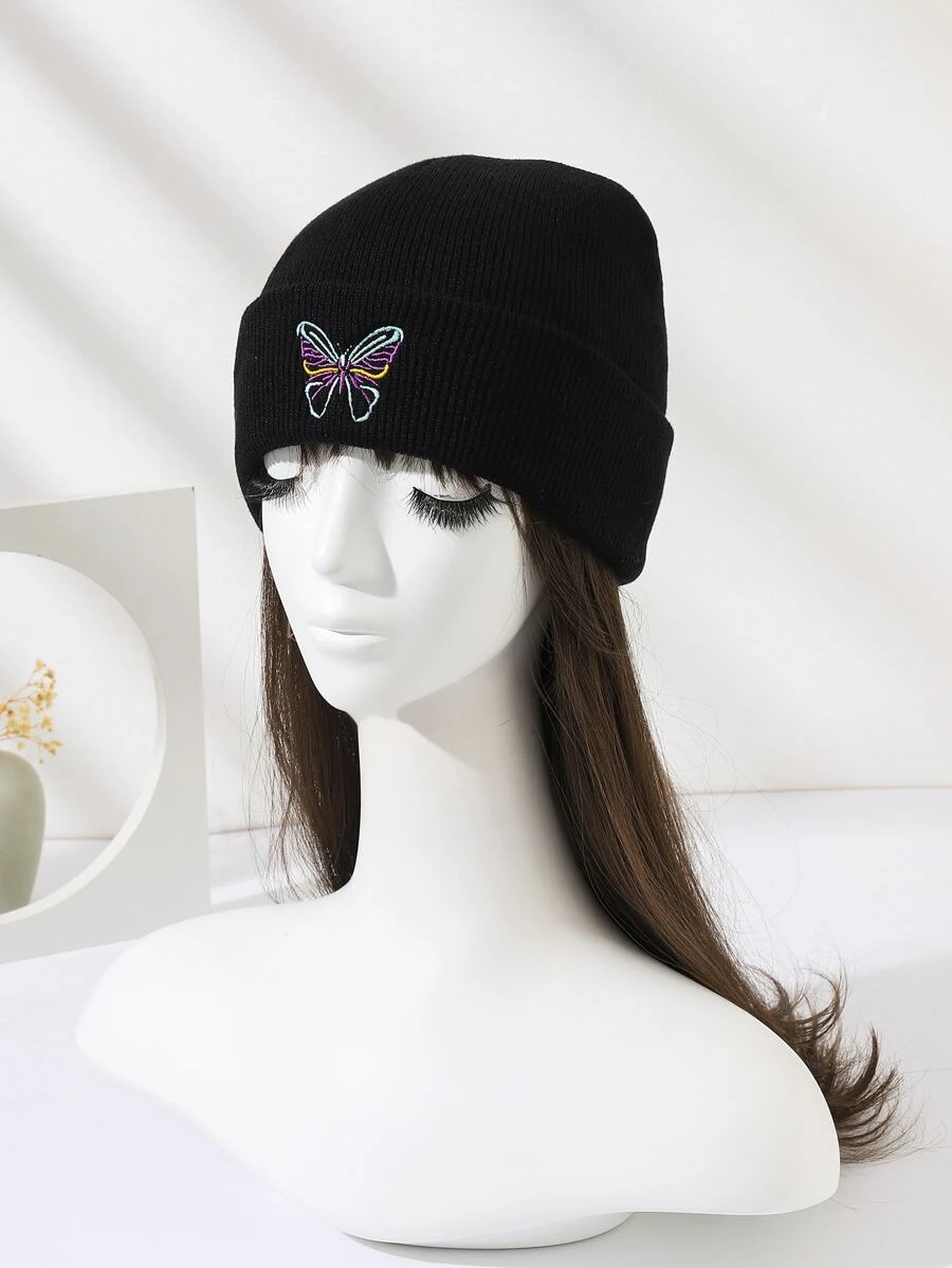 หมวกบีนนี่ ขอบพับ ปัก ผีเสื้อ i-88