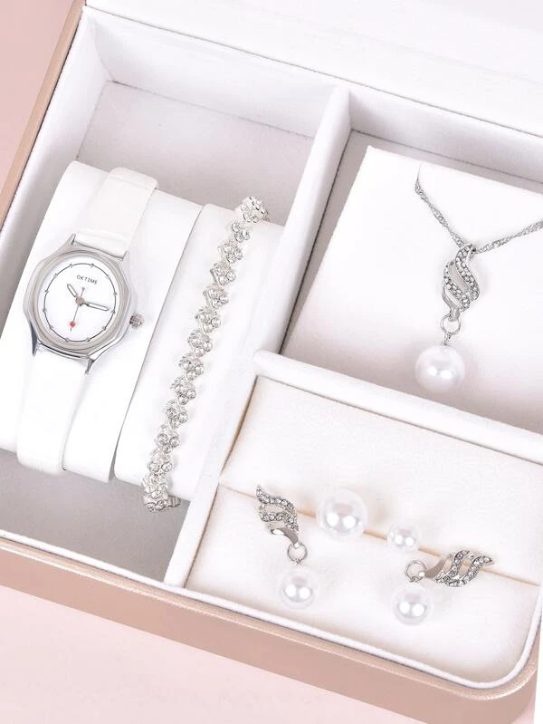 1 ชิ้น รูปหลายเหลี่ยม ตัวชี้ นาฬิกาควอตซ์ & 5 ชิ้น ชุดเครื่องประดับ  น-0197