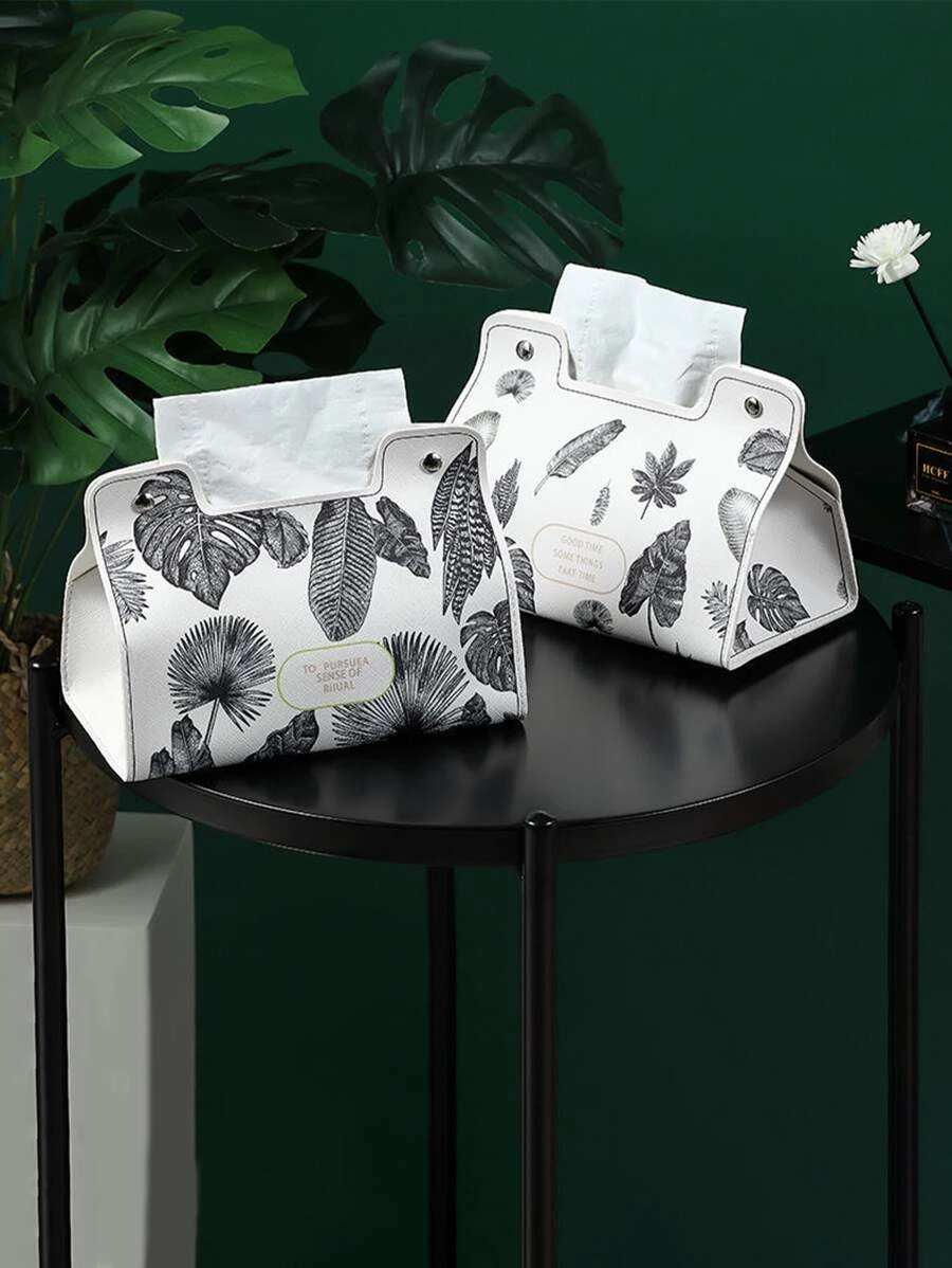 กล่องใส่ทิชชู่ 1 ชิ้น ลายทรอปิคอล และ ลายสโลแกนกราฟิก  nn-147