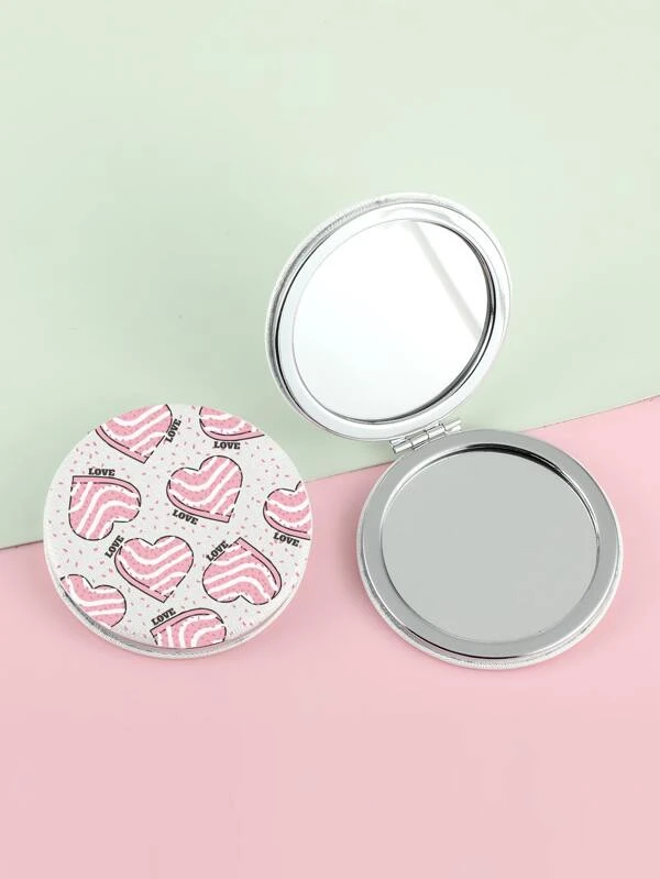 กระจกพับได้ ลาย หัวใจ กลม 1 ชิ้น l-1