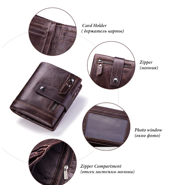 HU16-Kavis หนังแท้กระเป๋าสตางค์กระเป๋าเงินเหรียญกระเป๋าสตางค์สีทึบกระเป๋าสตางค์สำหรับผู้ชาย