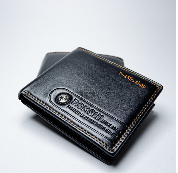 RAY47-กระเป๋าสตางค์ผู้ชาย BOMSHI ใบสั้น #B016 (ดำ ดุม)