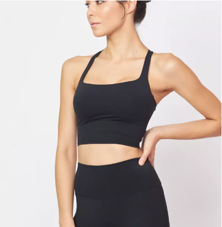 SF08-Luxeflex Box Crop Top (Mist) - สปอร์ตบรา สีดำ / ชุดชั้นในออกกำลังกาย บราไขว้หลัง