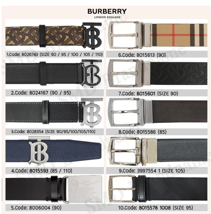 (ข#007) Burberry เข็มขัดผู้ชาย เข็มขัดหนัง ของแท้ 100%
