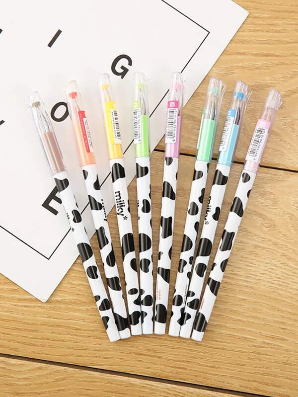 ปากกาเจล ลาย วัว สุ่ม 8 ชิ้น s-84