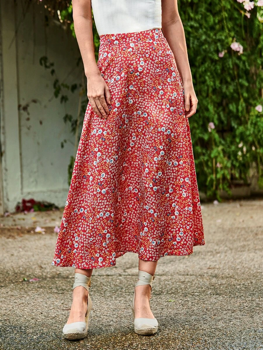 กระโปรง ทรงเอ ลายดอกไม้เล็กๆ jj-3